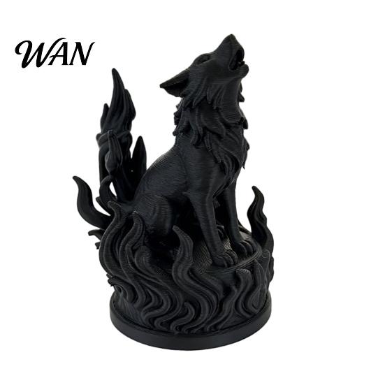 Dark Flame Wolf Ornament 3D Printed Heart Sculpture Symbolic Decor with Hardcore Aura, Molding PLA Eco-Friendly Office Statue Home for Living
