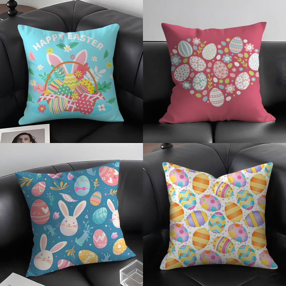 Easter Happy Cushion Cover Pillowcase Ultra Soft Skin Friendly Fabric Cloud Like Comfort & Concealed Zipper