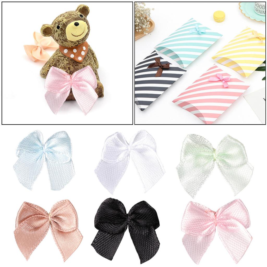 100Pcs Adorable Satin Ribbon Bows Flowers Handmade Hair Bows Accessories for Birthday Christmas Gift Craft Wedding Decor Pink