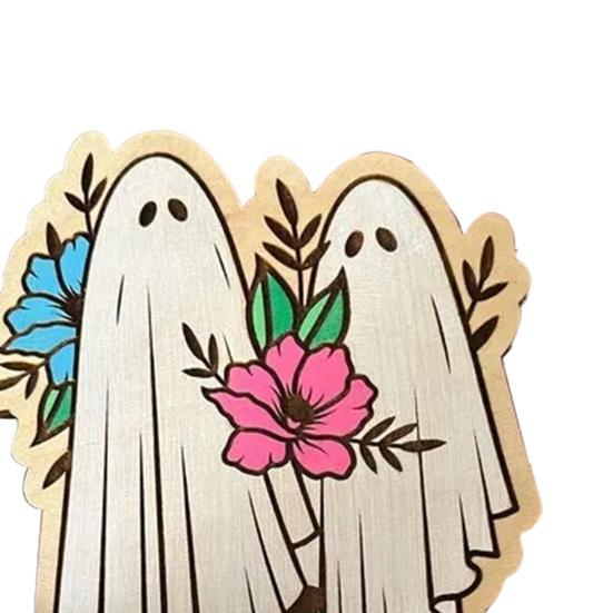 Halloween Ghost Fridge Magnet Duty Pumpkin Ghost Rustic Wood Cartoon Heavy Microwave Oven Whiteboard