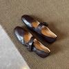 Sheepskin version~ Retro literary and artistic style with shallow mouth small single shoes women's simple leather comfortable flat Mary Jane shoes