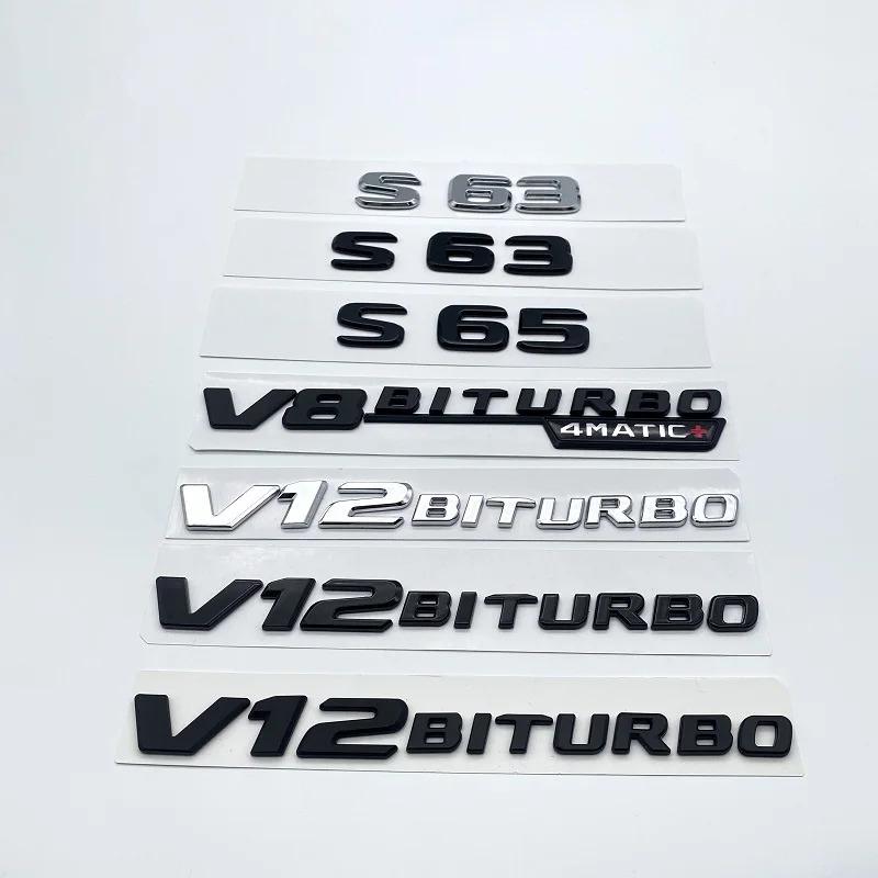 YTW1  3D Letters S63 S65 V12 Biturbo V8Biturbo 4matic+ ABS Emblem for Mercedes Benz W222 W223 Car Fender Trunk Logo Sticker