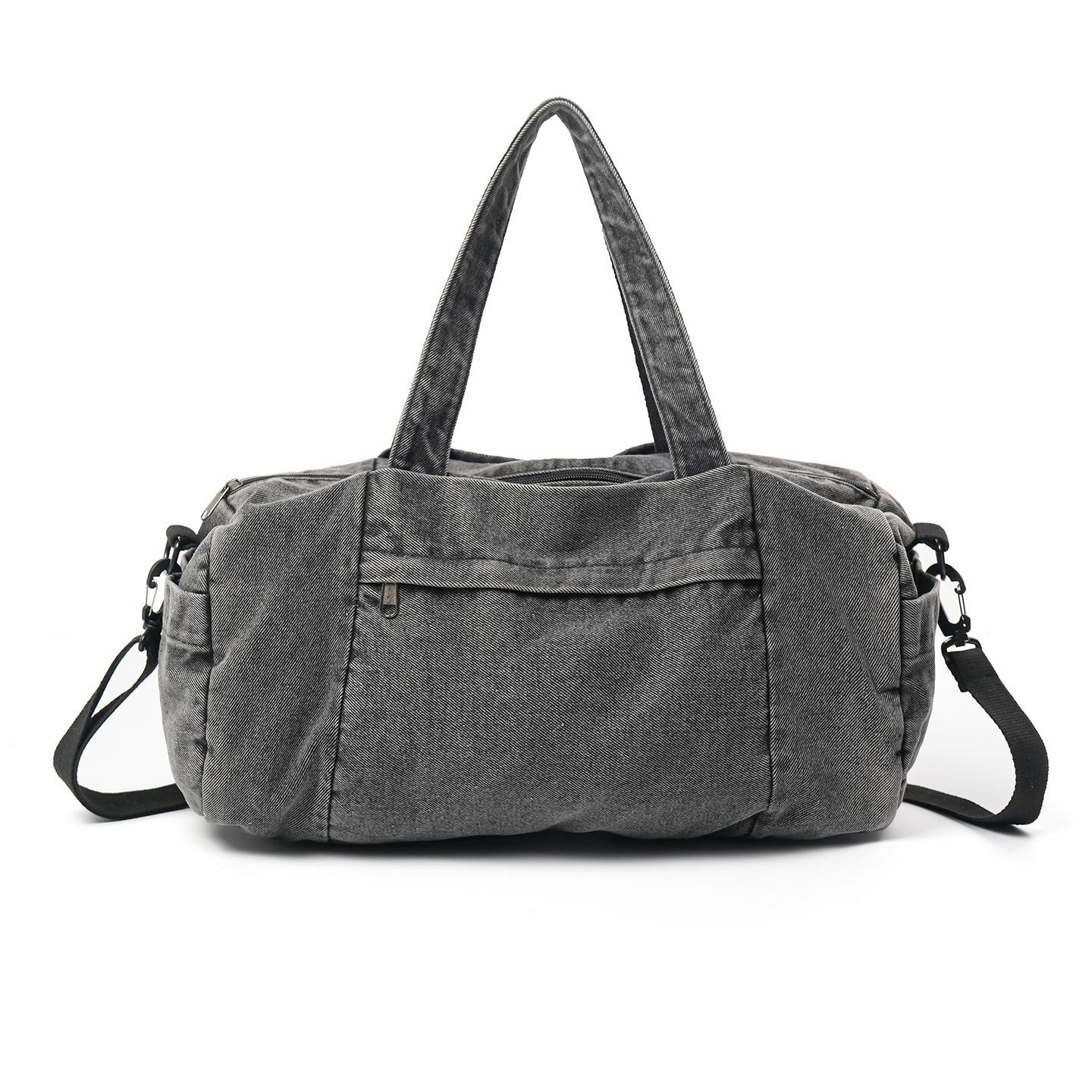 

Trendy brand retro messenger bag fashion denim bag solid color versatile large capacity shoulder casual literary messenger bag серый