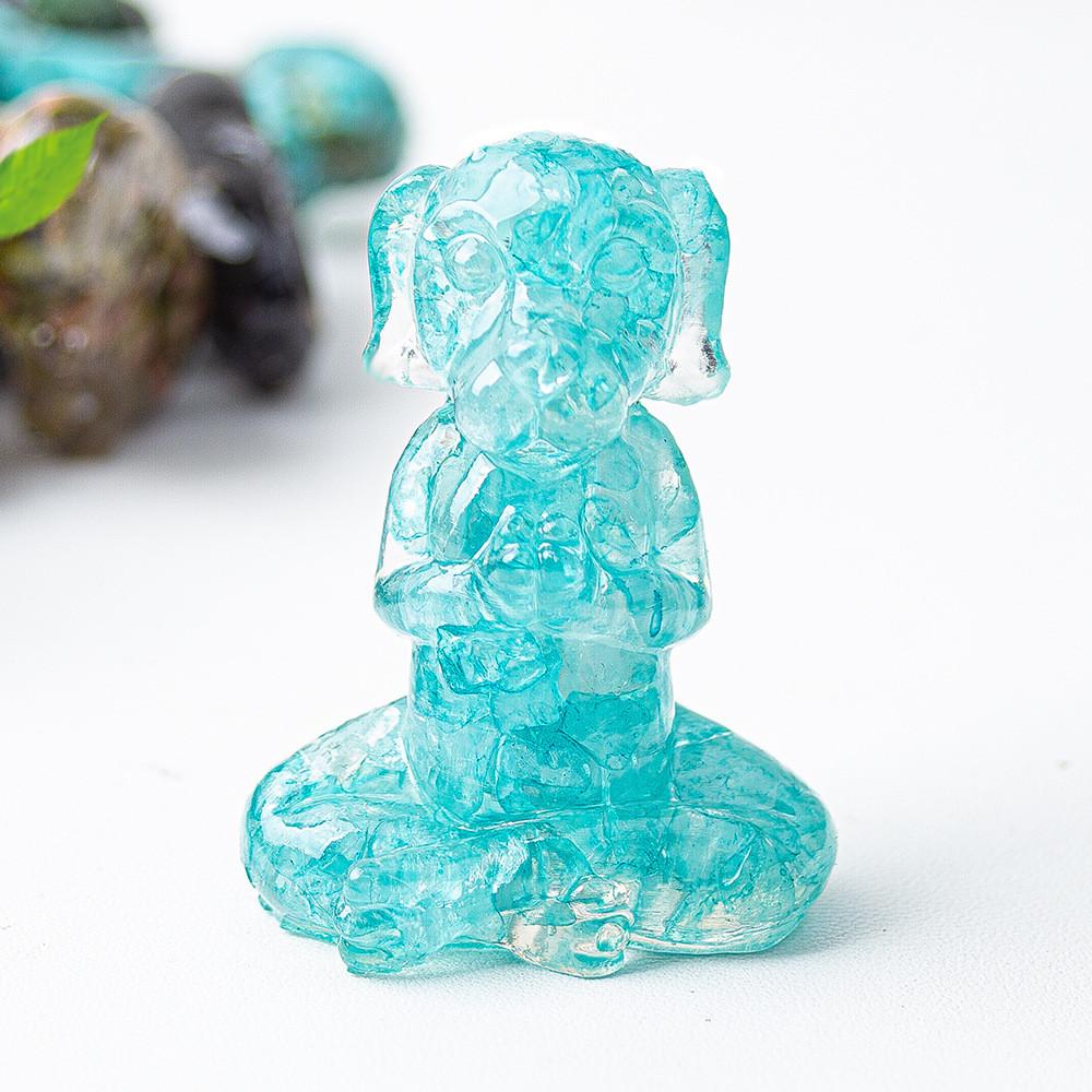 Zen Sitting Dog Resin Art Desk Decor Handmade Crystals For Meditation Gift