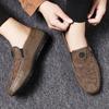 Foreign trade Doudou shoes, four-season single shoes, retro zipper casual leather shoes, men's shoes, one-pedal lazy shoes, soft-soled driving shoes