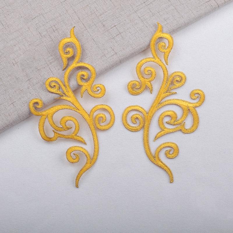 1 Paar Aufnäher mit ethnischem Totem, goldfarben, zum Aufbügeln, zum Aufnähen, Aufnähen, bestickte Applikationen für Kleidung, DIY-Basteldekoration