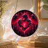 2D Flat - Acrylic Puzzle - Sun Catcher - 3-Layer Acrylic - Mid-Layer Is Irregular Puzzle - Colored Glass Effect Window Hanging Decor, "Blood Flame Hea