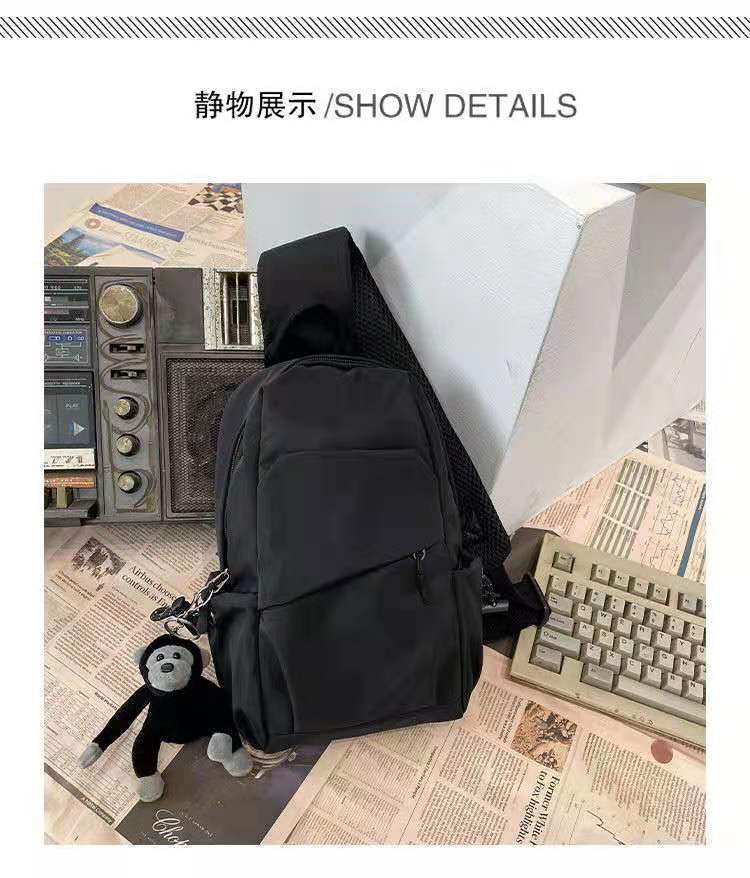 Crossbody bag men's breast bag versatile shoulder bag men's casual bag men's bag hip hop student women's trendy brand small backpack