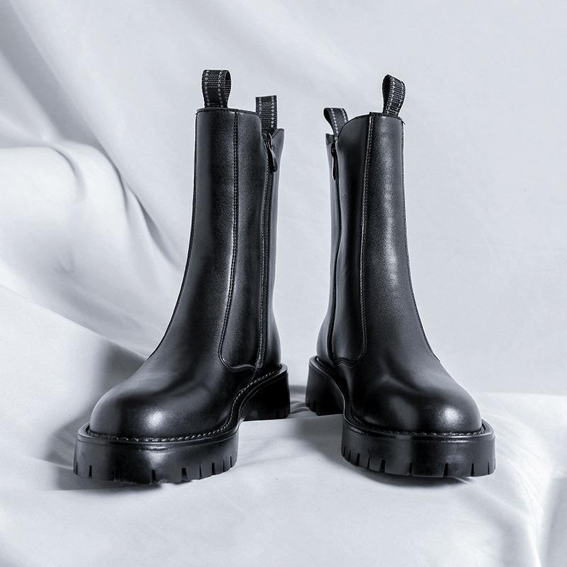 Chelsea boots winter new British style platform high-top cigarette boots zipper locomotive Martin boots