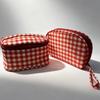 Waterproof Nylon Cosmetic Bag Multifunctional Toiletry Organizer Bag Red Plaid Makeup Bag  Business