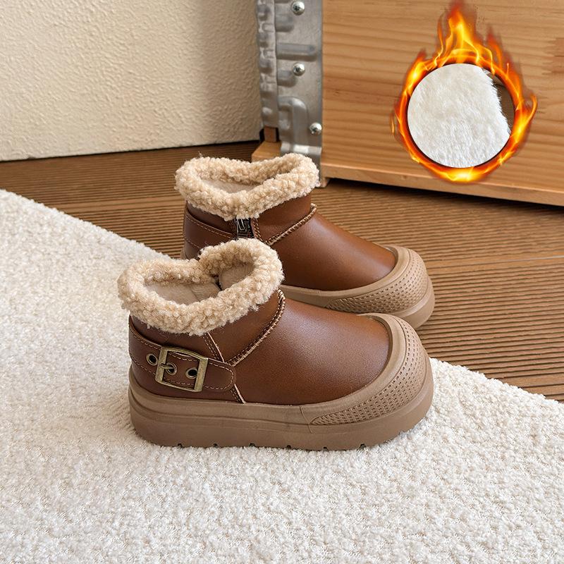 Kids' Winter 2025 Velvet-Lined Boots: Cozy Short Boots for Boys & Girls