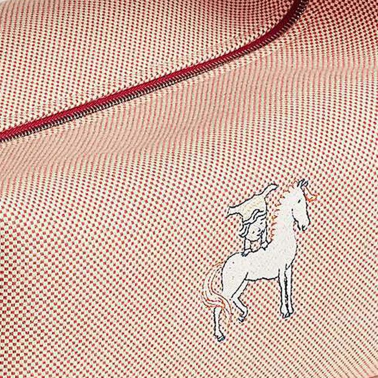 New HERMES Bride-a-Brac Polyester Canvas Bag Lunch Boxes With Storage Unisex Orange Red H103587M02