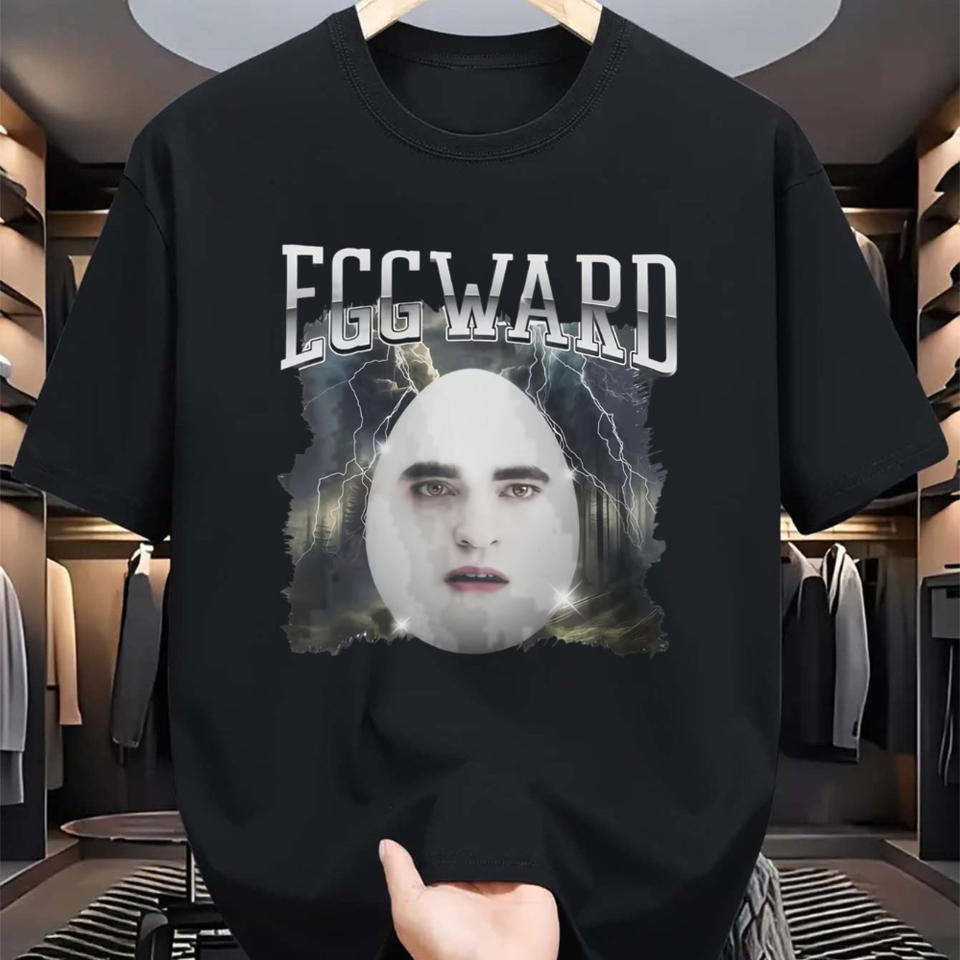 Humorous Eggward Spoof Graphic Tee Featuring Robert Pattinson Cursed Meme Shirt for Both Men and Women