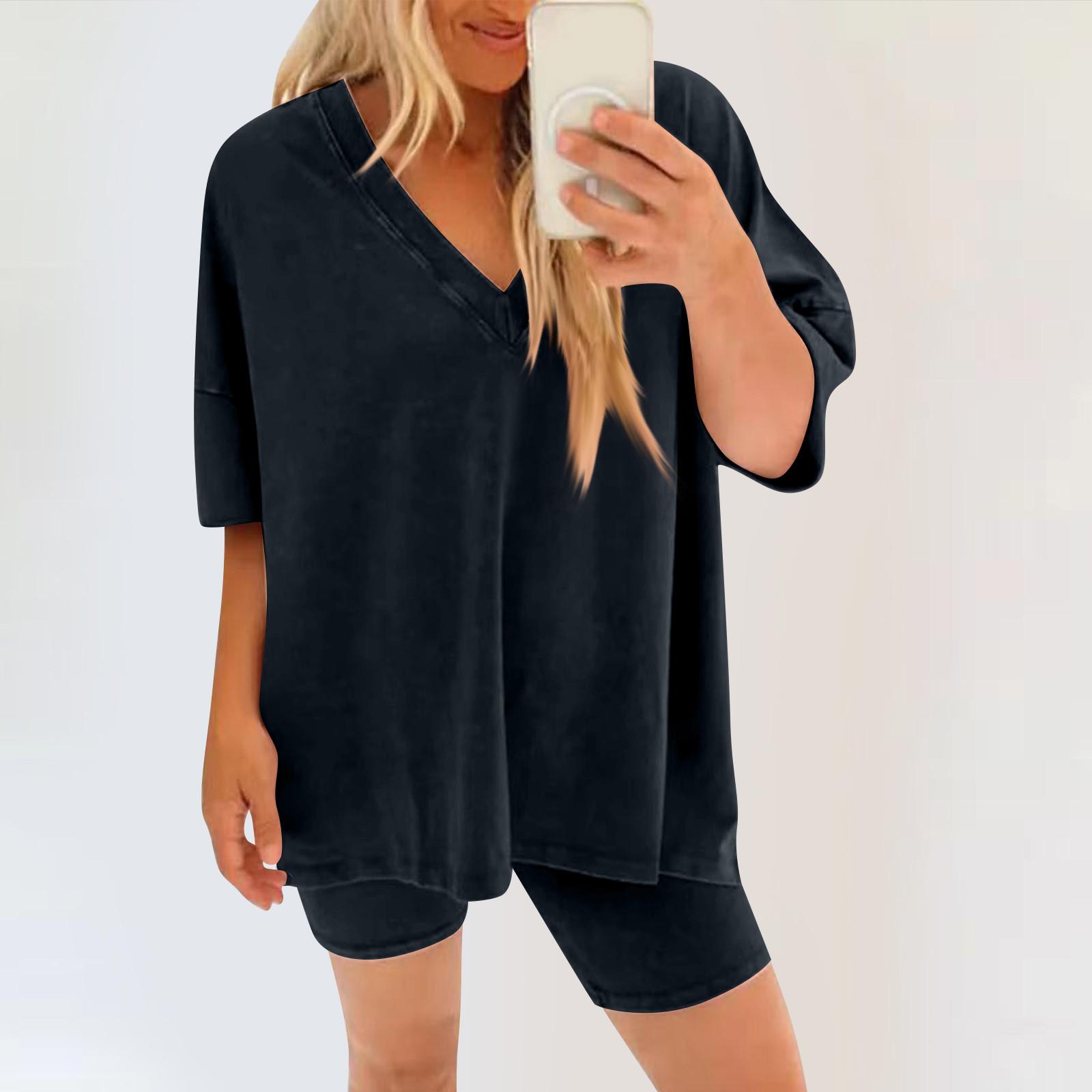 

Женский модный костюм в стиле ретро в стиле батик с коротким рукавом из двух частей с высокой талией и брюками три четверти XL чёрный