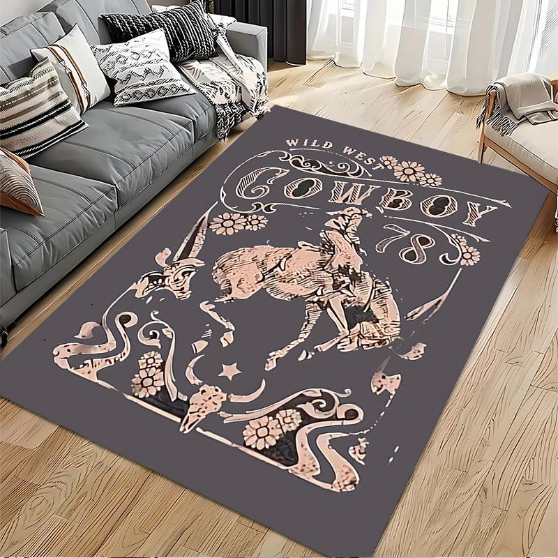 Wild West Cowboy Riding Design Suitable As a Non-slip Mat for the Living Room or Bedroom Sofa