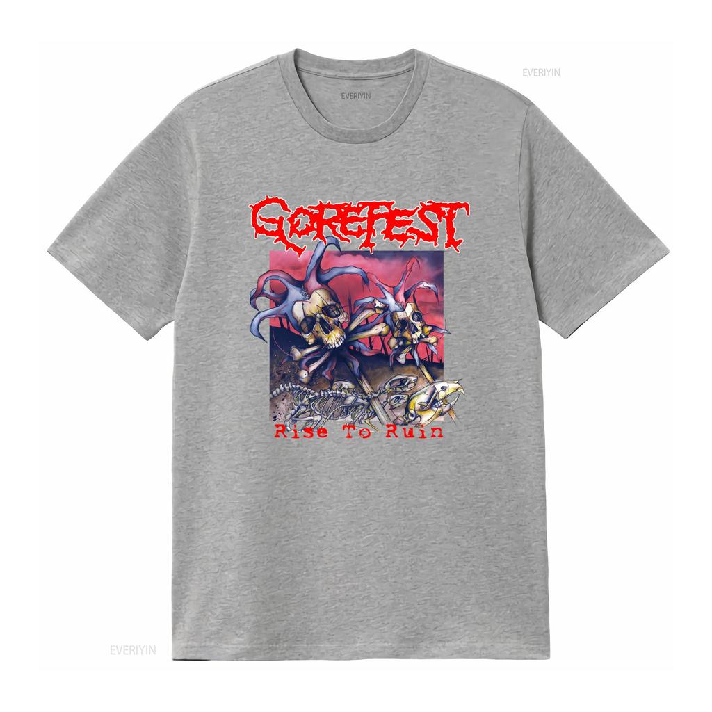 Gorefest Band Per Fan Maglietta Nera Cotone Tutte le Taglie Rise To Ruin Stampa Teschio Stile Rock vintage Lavata uomo Versatile