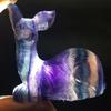 Hand Mini Carved Deer Natural Fluorite Quartz Crystal Gift Healing Home Decor
