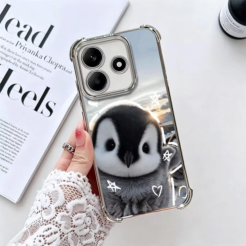 Penguins Love At The North Pole Soft Phone Case For Xiaomi Redmi Note 14 15 Pro Plus 13 12 11S 11T 5G 10 9S 9 Plating Anti-Fall