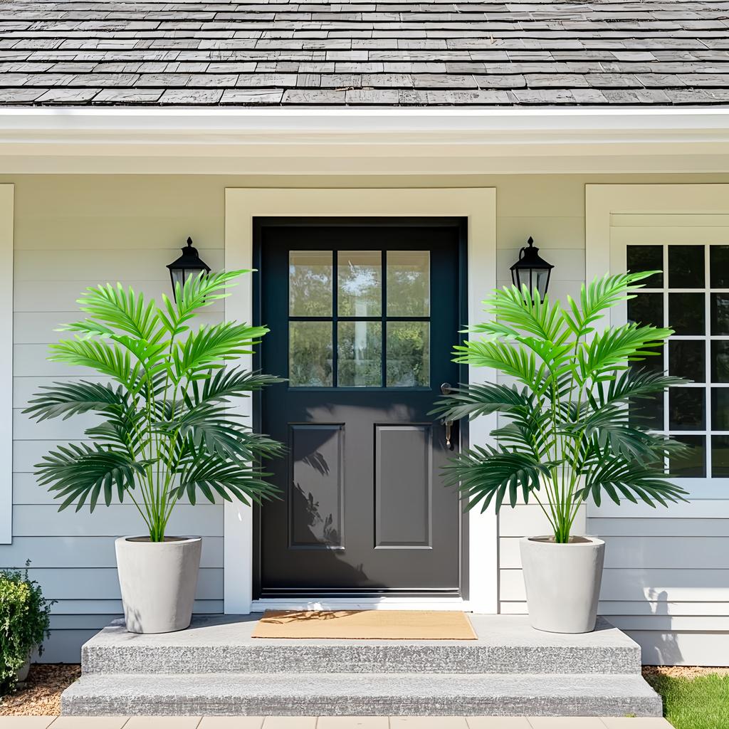 3pcs Outdoor Artificial Green Plants, High Simulation Palm Tree Sets, Indoor/outdoor Use, Excluding Flower Pots.