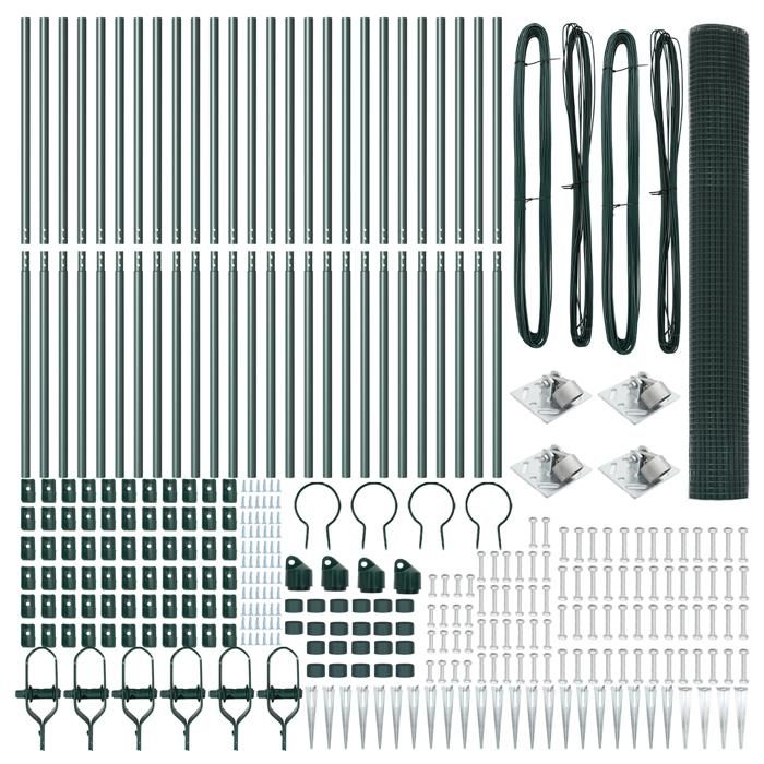 VidaXL Clôture à Fil Soudé avec 13 Piquets Verts 1,2x50 m Acier 3352121