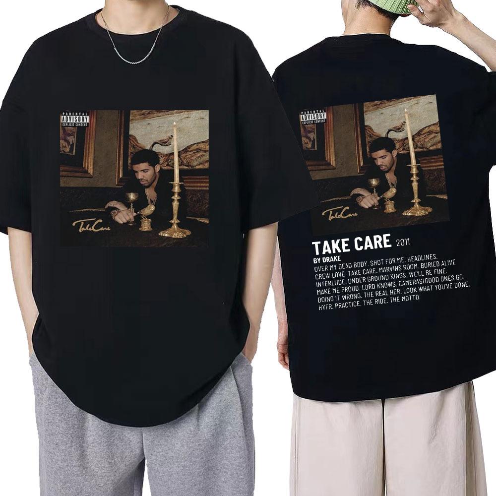 

Rapper Drake Music Album Take Care T-shirt Men Woman Fashion Vintage T Shirt Oversized Casual Male T-Shirts Streetwear S