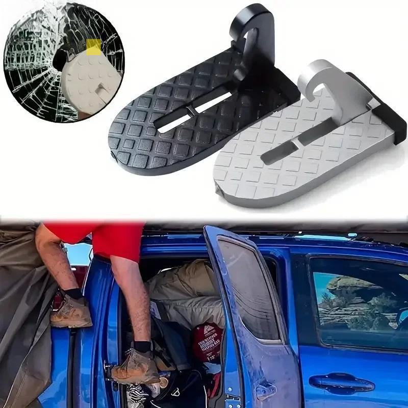 Foldable Car Roof Rack Step Car Door Foot Pedal Aluminum Alloy Latch Hook Safety Hammer Universal Car Accessory