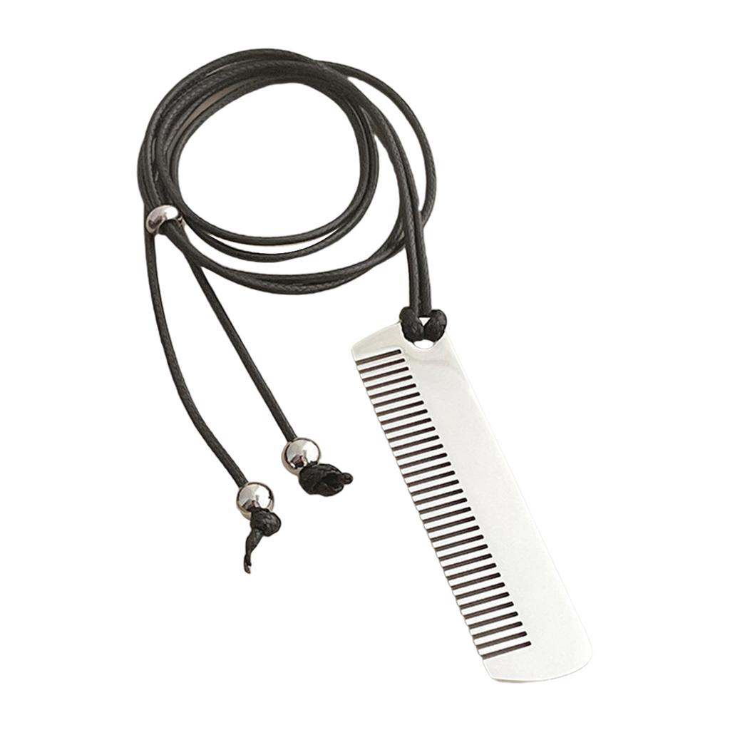 Halskette mit Kamm-Anhänger, PU-Lederseil, verstellbare Länge, Schlüsselbeinkette, modisches Accessoire für Frauen und Mädchen