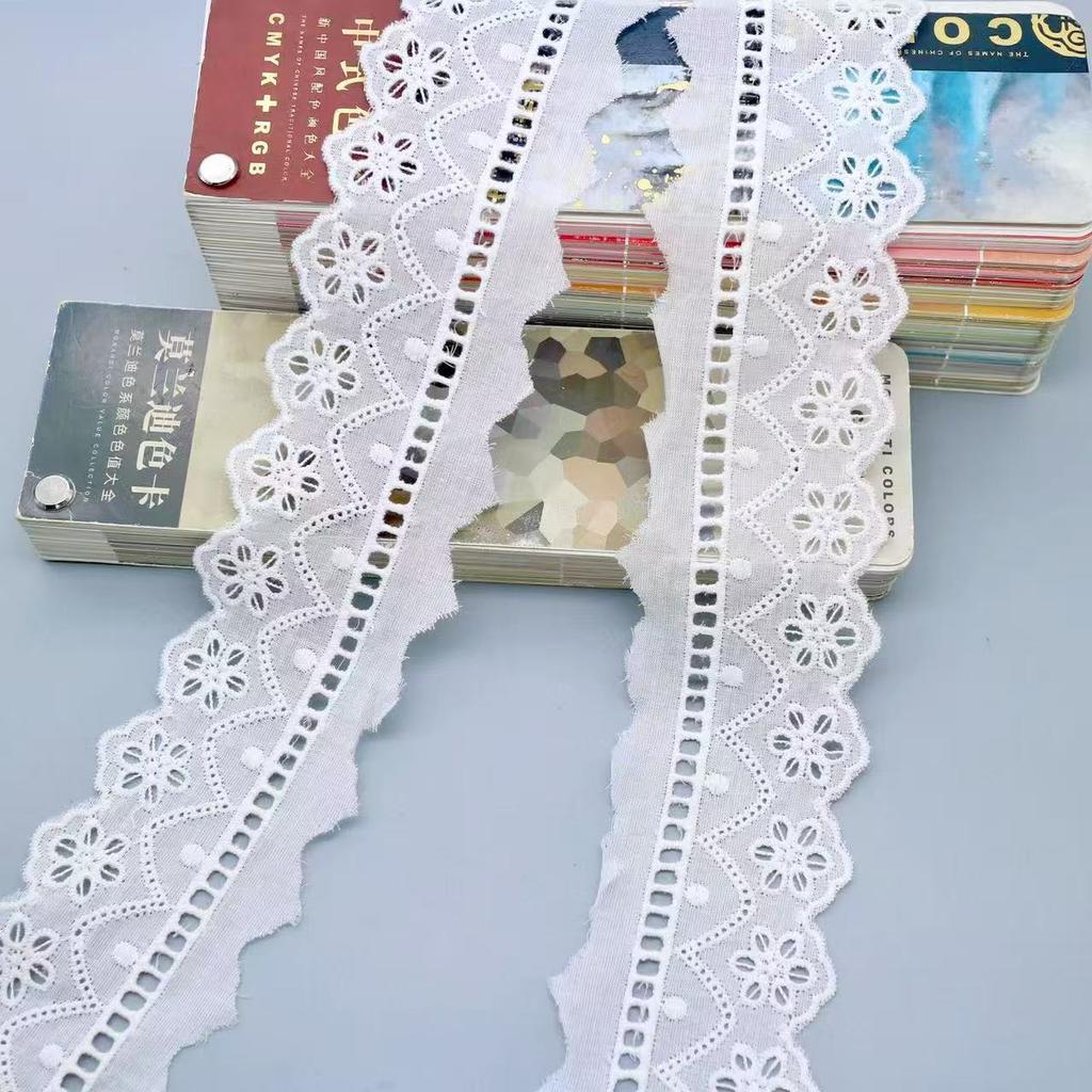 Cotton Hollow Embroidery Lace, Wave Punched Small Barcode Lace, Women'S Skirt Accessories, Clothing Accessories
