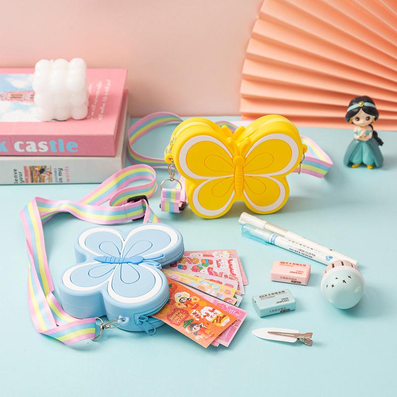 Lovely Children'S Silicone Shoulder Bags Cute Butterfly Shape Baby Girls Crossbody Bag Candy Color Kids Small Coin Purse