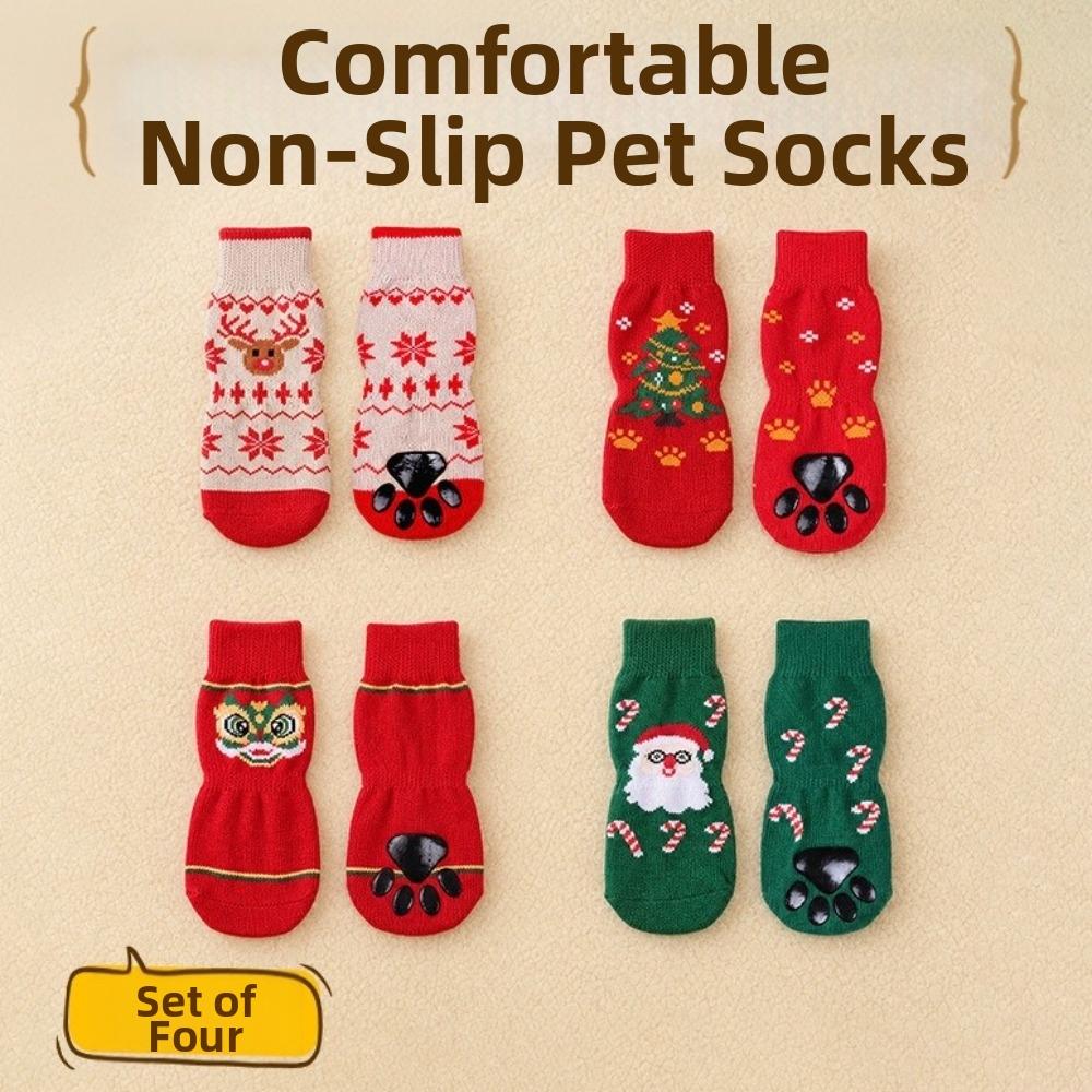 Breathable Non Slip Dog Socks Warm Paws Protectors Cartoon Pet Floor Socks Indoor Socks