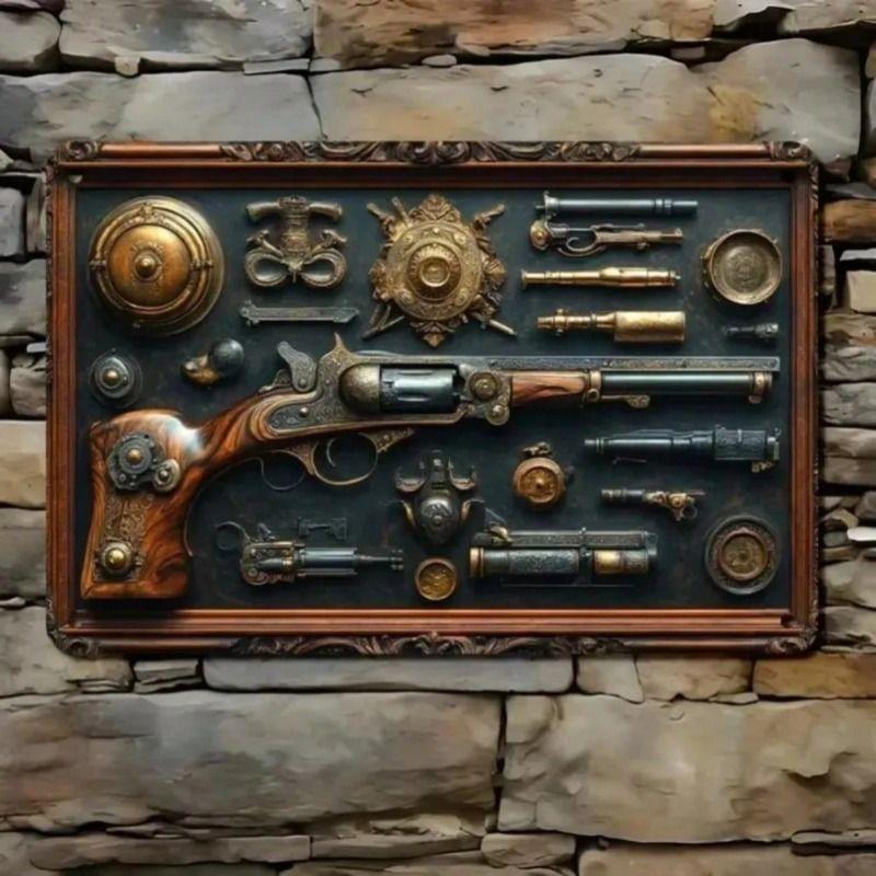 

Steampunk Vintage Gun Metal Poster, Wall Art Decor for Living Room, Industrial Home Decor
