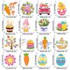 57PCS Cartoon Easter Decoration Paper Multicolor Easter Eggs Cards Flower Sheep Butterfly Bunny Chicken Wall Sticker