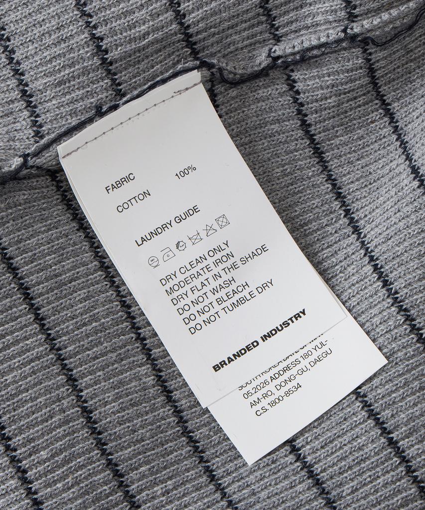 Beulaendideu Refined Stripe Henley Half Knit [Melange Gray]