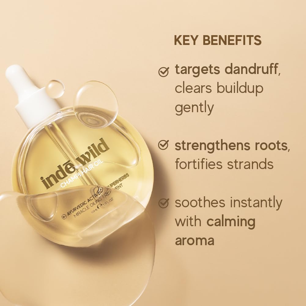 Indē wild Champi Haaröl mit Rosmarinöl, Brahmi, Amla, Bhringraj | Ayurvedisch, Haarwachstum, Kontrolliert Schuppen, Haarausfall | Beruhigender Duft | 1