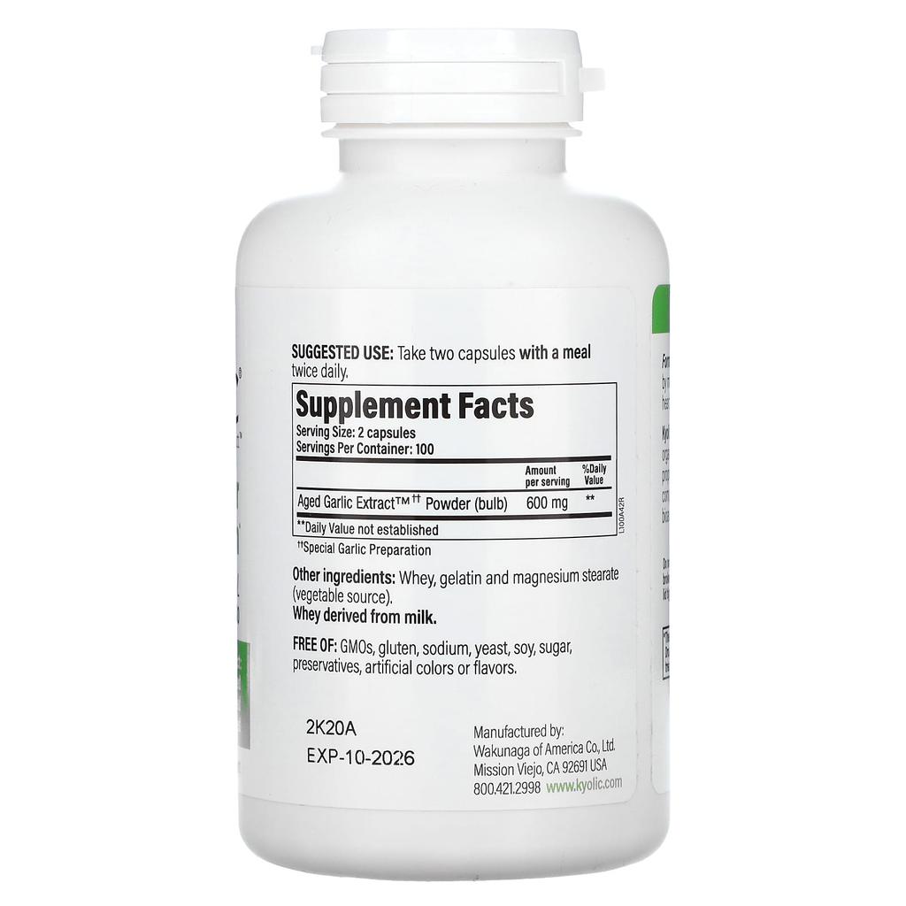 Aged Garlic Extract, Cardiovascular, Formula 100, 200 Capsules