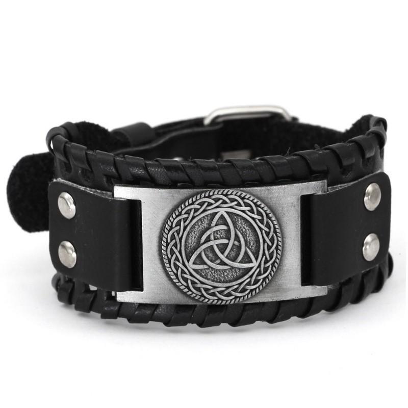 HNSP Wolf Rune Wrap Viking Leather Bracelet For Men Vintage Wide Bracelet Male  Accessory