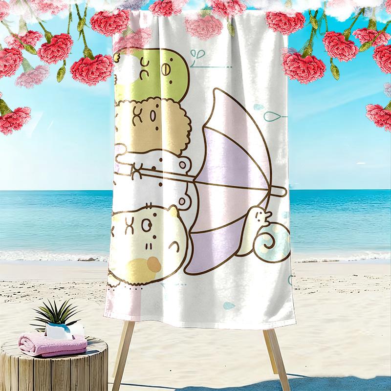 Sumikko Gurashi Print Beach Towel, Large Soft Quick Dry Towel for Beach Camping Swimming