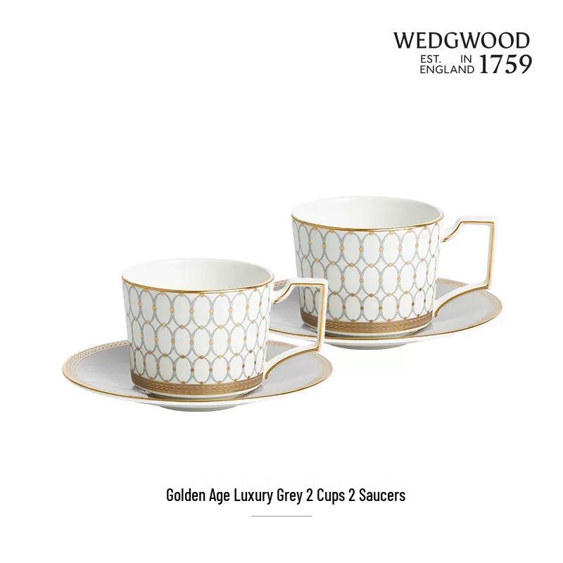 

Wedgwood Golden Age Elegant Grey Coffee Tea Cup & Saucer Set