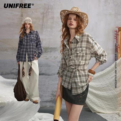 Women's Relaxed Fit Plaid Long Sleeve Shirt