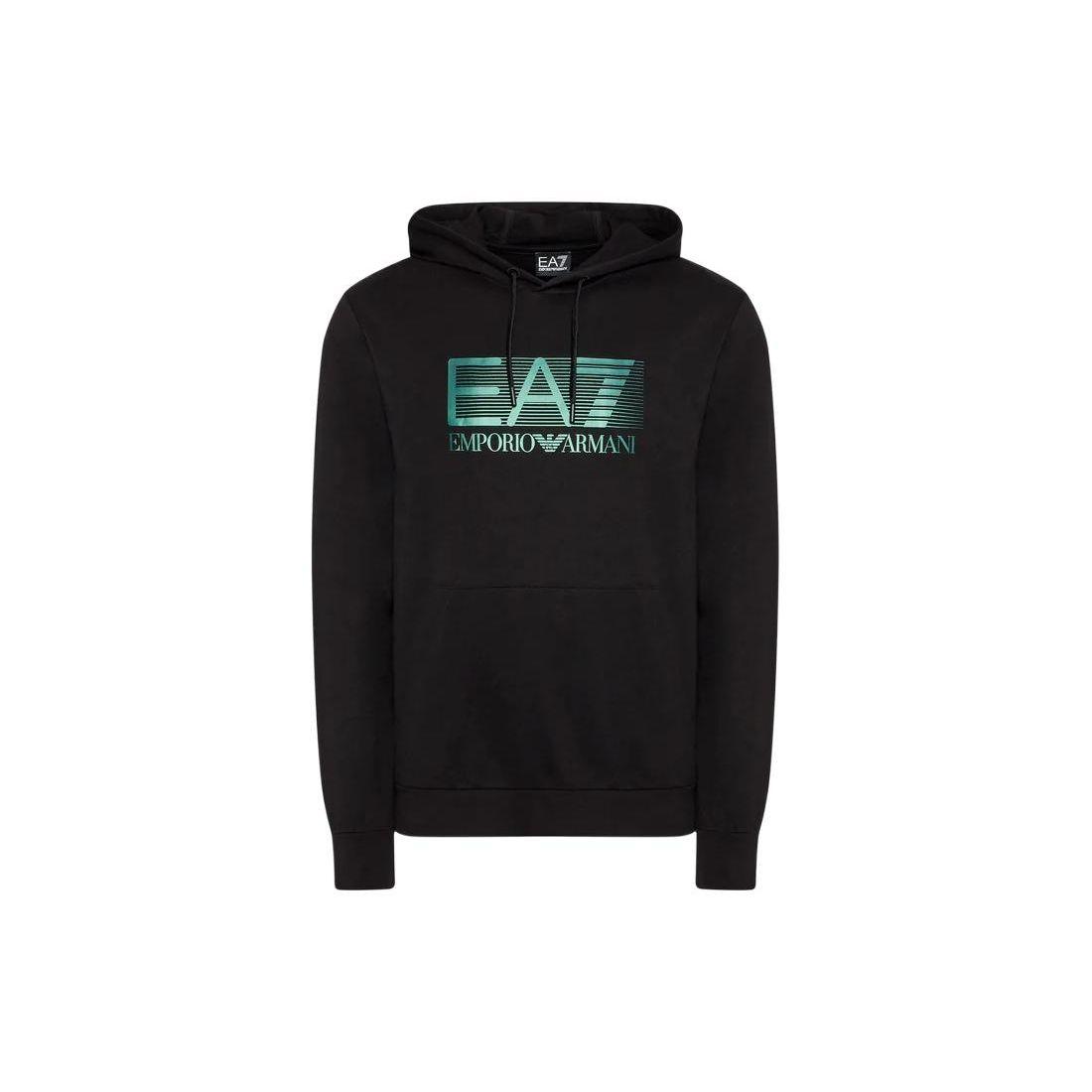 Emporio Armani Ss22 Ea7 Series Letter Logo Printed Hooded Long Sleeve Sweatshirt Men sweatshirt Black 6LPM62-PJ05Z-1200 M
