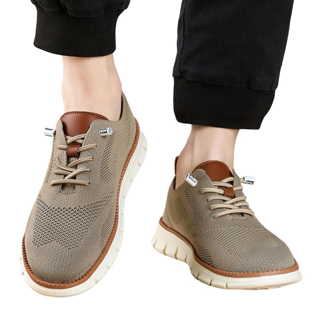 Men's Casual Knit Sneakers Lightweight Breathable Slip-On Athletic Shoes with Flexible Sole and Lace-Up Design for Everyday Wear