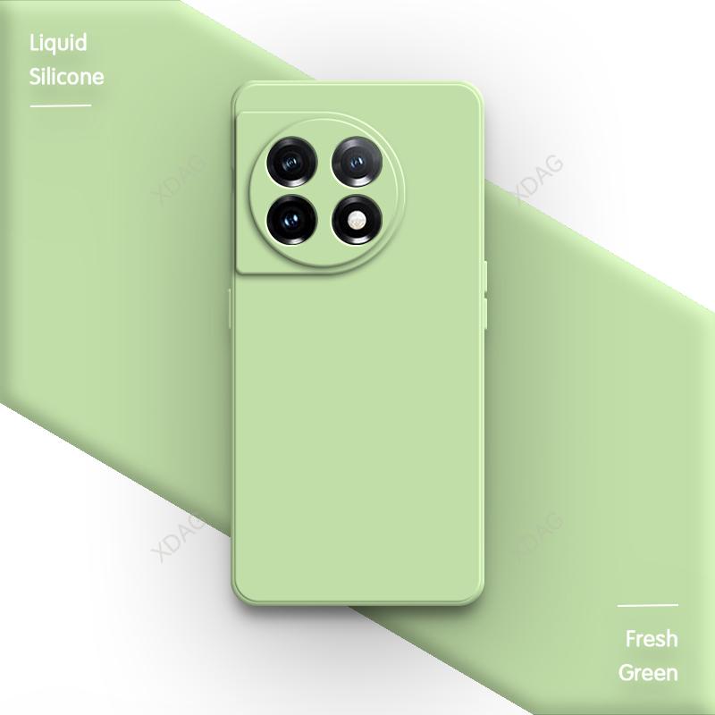 Candy Color Phone Case for OnePlus 11 11R 5G Soft Square Liquid Silicone Straight Edge Internal Flocking High Qualtiy Back Cover