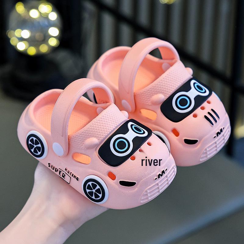 Kids  Cartoon Car Non-Slip Closed-Toe Sandals for Boys & Girls - Soft Sole for Indoor & Outdoor Use 150mm