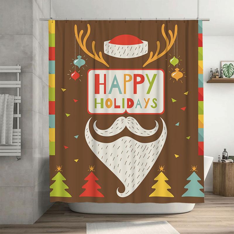 

TU Christmas Shower Curtain Farmhouse Holiday Decor Festive Bathroom Set Waterproof Holiday Shower Curtain Vintage Style Holiday 90x180cm35x71in