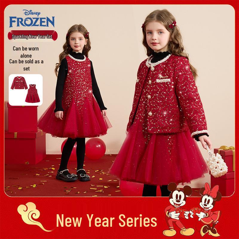 

Disney Winter Girls French Chic Sequin Two-Piece Outfit 110 cm