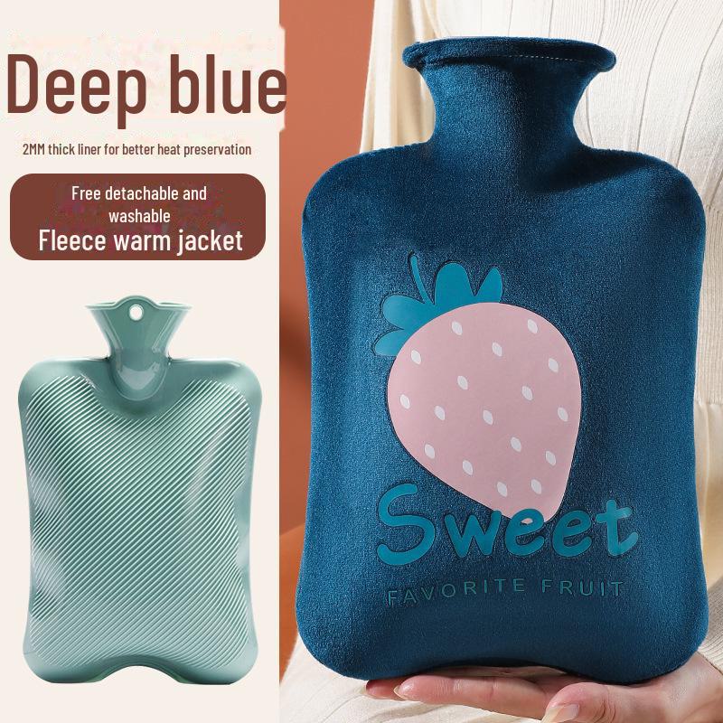 Plush Rabbit Fur Water-Filled Hand Warmer Bag - Thickened PVC Cartoon Design