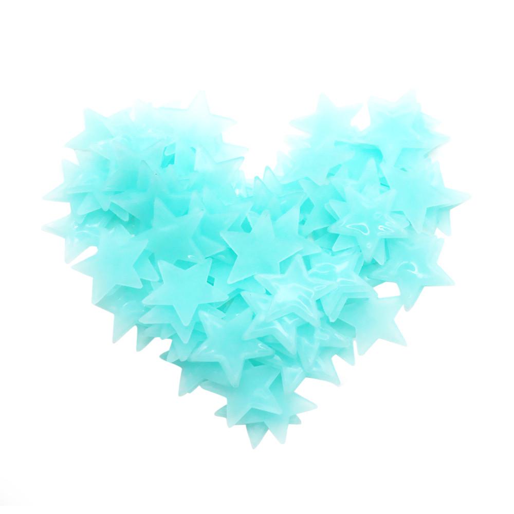 50PC Kids Bedroom Fluorescent Glow In The Dark Snowflake Wall Stickers