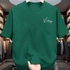 Mens Summer 100 Pure Cotton Fashionable Casual Sports Loose Victory Letters Printed Round Neck Short Sleeved Tshirt Top