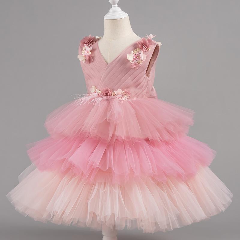 Baby Girls Infant Princess Puffy Tulle Birthday Party Photography Gown Dress 80cm розовый