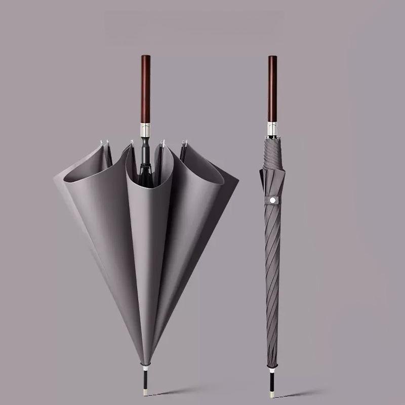 Light Luxury Long Wooden Handle Umbrella Fully Automatic Enlarged Thickened Reinforcement Wind Resistant Business Golf Umbrella